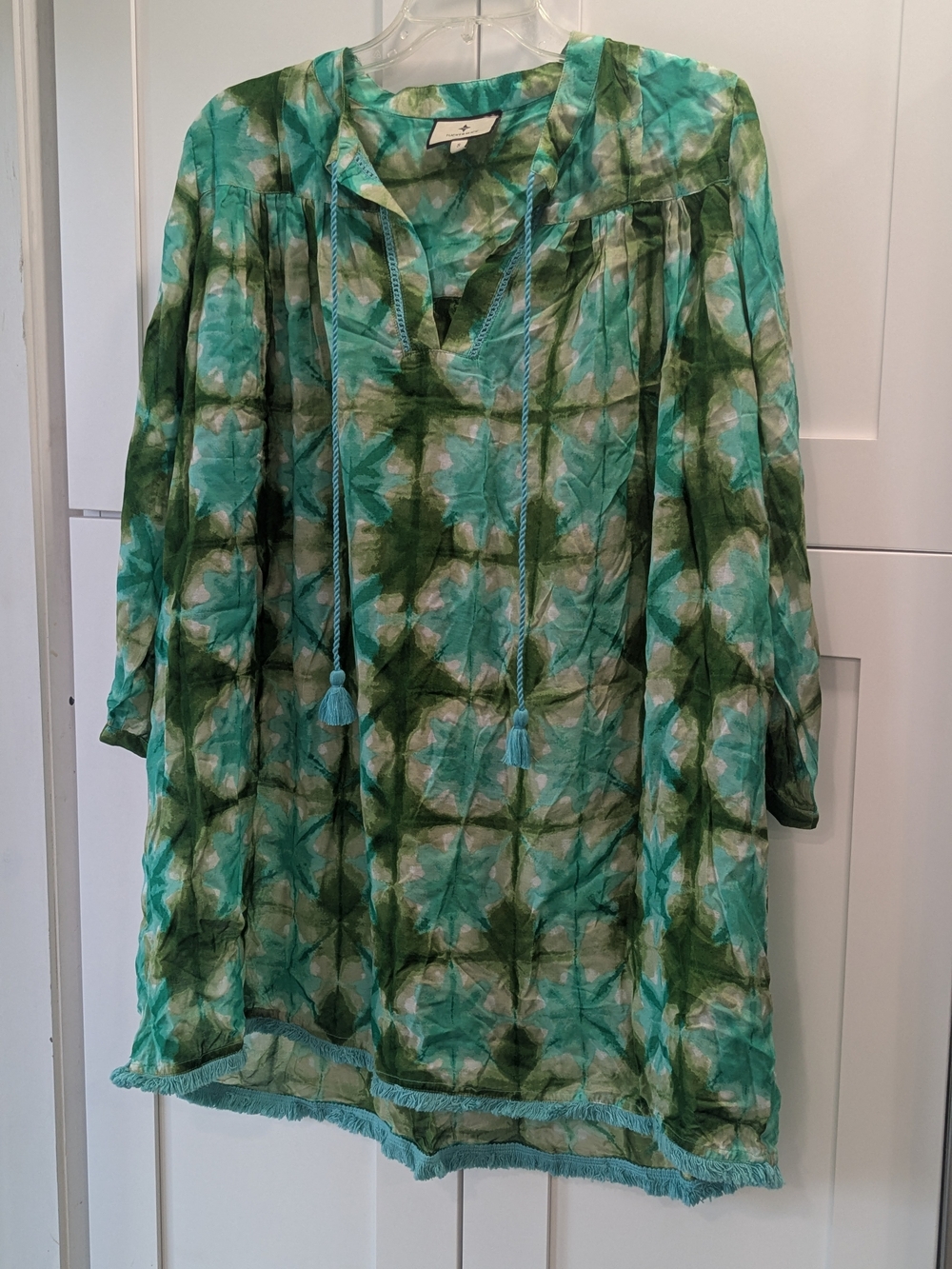 Tuckernuck Green & Teal Tie-Dye Tassel Tunic Cover Up